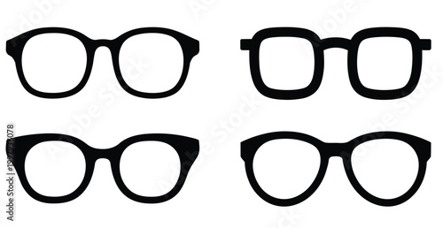 Glasses icon set of glasses icons, eyeglasses and sunglasses symbols, optical fashion and vision care accessory