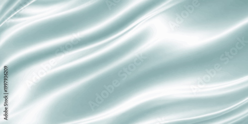 A luxury blue silk satin fabric background with smooth flowing waves and soft motion curves creates a refined abstract textile design backdrop