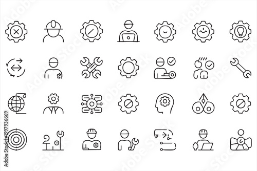 Ocean and sea life icon set with marine animals waves lighthouse and beach elements