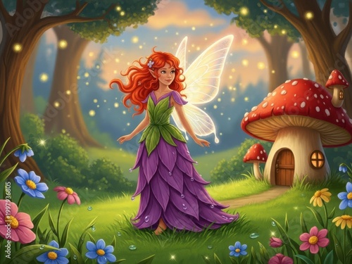Enchanted forest fairy in a magical glade