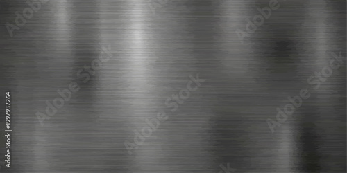 Industrial brushed metal plate texture featuring a shiny silver stainless steel surface with a smooth polished grey metallic pattern
