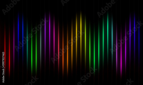 Vivid vertical light streaks in spectrum on transparent background