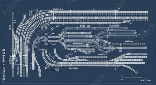 Aerial View of a Complex Train Station and Railway Junction.