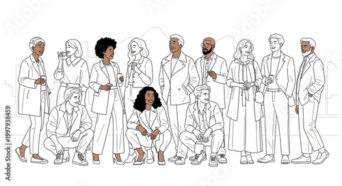Diverse group of people standing together in unity and harmony.