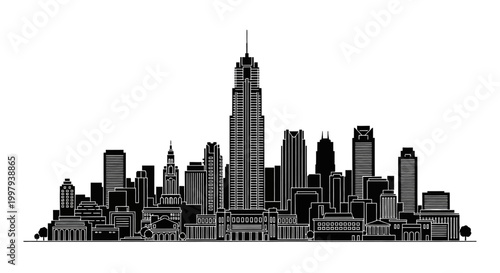 Indianapolis City Skyline Silhouette Vector Illustration