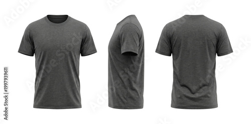 Foto Heather grey t-shirt multi-view isolated