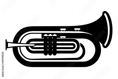 tuba instrument silhouette illustration for brass band orchestra music performance and acoustic design