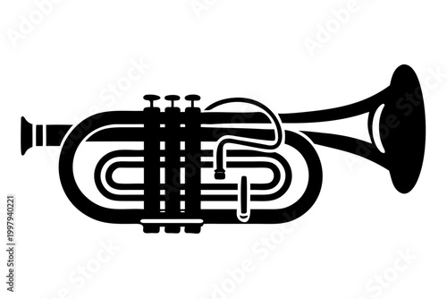 alto horn instrument silhouette illustration for brass band music performance and acoustic design