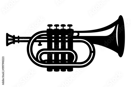 mellophone instrument silhouette illustration for marching band brass music performance and acoustic design