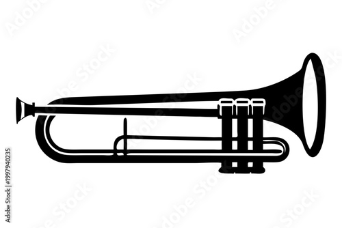 contrabass trombone instrument silhouette illustration for classical orchestra brass music performance and acoustic design