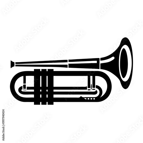 contrabass trombone instrument icon silhouette illustration for music orchestra jazz and brass band design