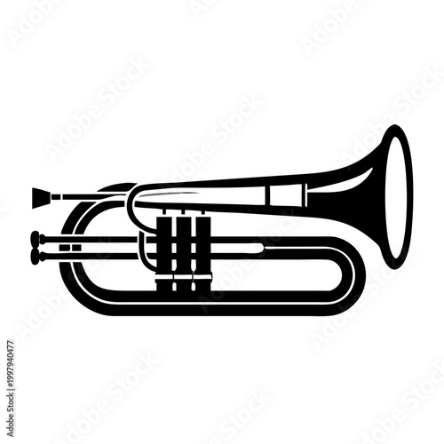contrabass trombone silhouette illustration for classical orchestra brass instrument music design