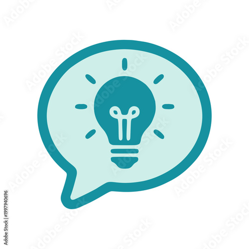 Lightbulb inside speech bubble concept of idea innovation and creativity