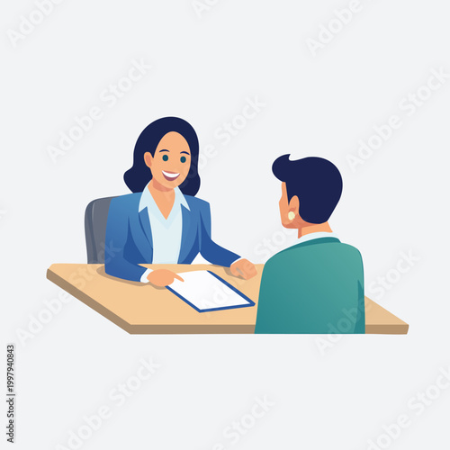 Professional Businesswoman Interviewing Candidate in Office Setting.