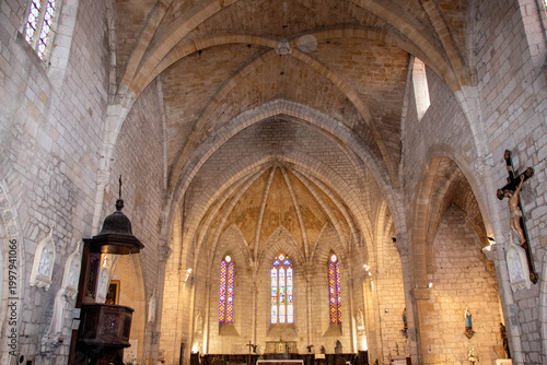 Interior view of Eglise Saint-Dominique in medieval Monpazier France