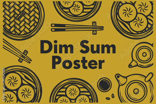 Golden Dim Sum Asian Poster