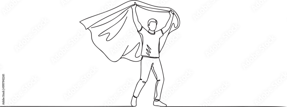 Fototapeta premium 462_continuous line art man p_traced