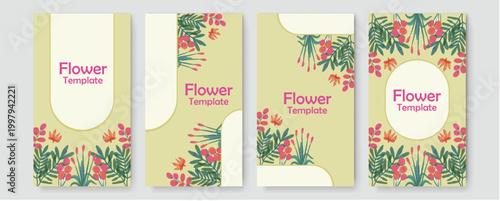 Beautiful floral graphic design templates with text placeholders for creative projects