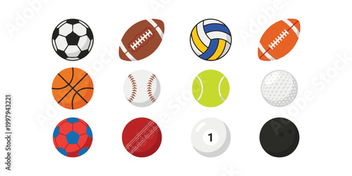 A comprehensive set of colorful vector Easter eggs designed as various sports icons including football, basketball, soccer, tennis, and golf equipment for team game competition symbols