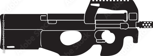 Isolated handgun with bullets on white background showing firearm weapon and ammunition in military crime and protection context