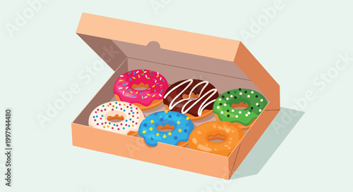 Quadro su tela A box of assorted donuts with colorful toppings