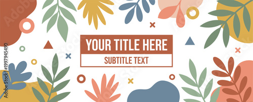 Leaves arranged in a decorative pattern surround a central text box for customized event information.