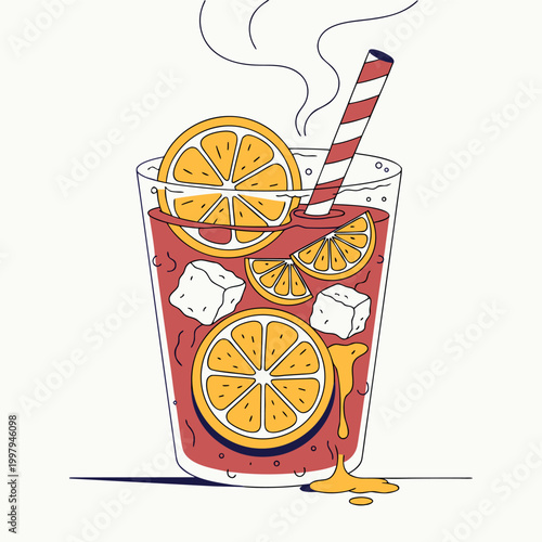 vector illustration of a creamy dessert drink in a glass mug icecream