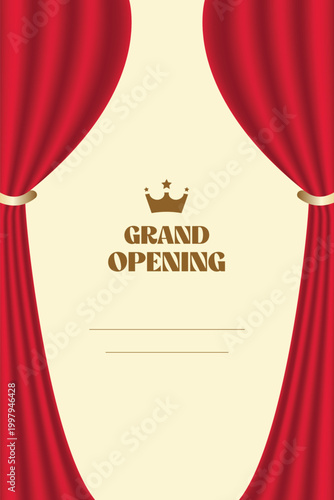 grand opening background with red curtains open