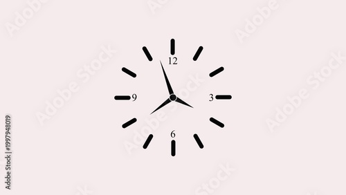 Fotografia Simple black clock face on light pink background