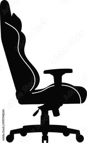 Ergonomic gaming chair with wheels and armrests, comfortable seating for gamers.