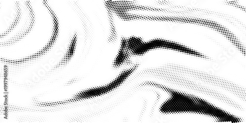 Radial halftone gradient background. Dotted concentric texture with fading effect. Black and white circle comic wallpaper. Monochrome grunge vector backdrop