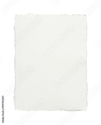 Foto White deckle edge paper isolated. Handmade stationery mockup.