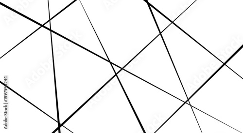 Abstract Minimalist Background with Crisscross Black Lines on White Clean Architectural Sketch Concept with Overlapping Linear Elements