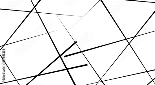 Abstract Minimalist Background with Crisscross Black Lines on White Clean Architectural Sketch Concept with Overlapping Linear Elements