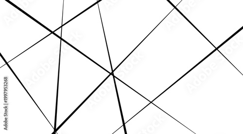Geometric Pattern of Intersecting Thin Lines and Gray Strokes. Modern Monochromatic Web of Random Diagonal Straight Lines.
