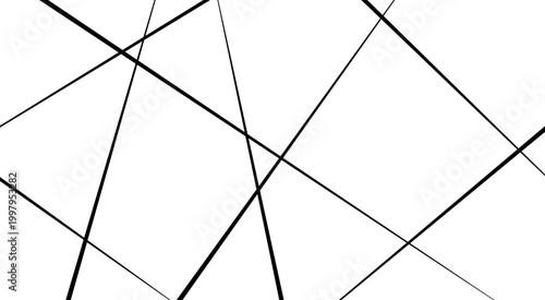Geometric Pattern of Intersecting Thin Lines and Gray Strokes. Modern Monochromatic Web of Random Diagonal Straight Lines.