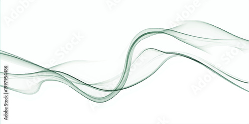 Abstract pink and blue smoke curves create a smooth wave pattern with swirling motion on a white background, forming an elegant vector illustration for a modern technology backdrop