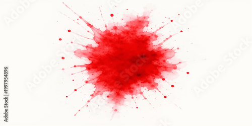 A grunge red watercolor texture with liquid ink splashes and blood splat patterns creates a dirty vector art design on a paper backdrop illustration