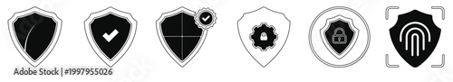 Shield Security Icon Set Isolated on White Background | Pro Vector Illustration for Cybersecurity, Antivirus, and Protection Concepts