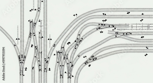 Foto Detailed schematic diagram of a complex railway junction.