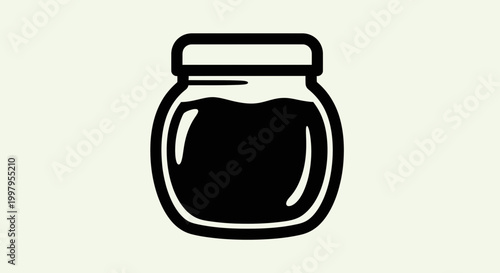 Dark Substance in Glass Jar, Isolated on White Background