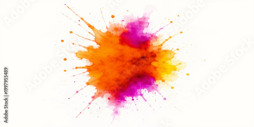 Vibrant watercolor ink splashes and colorful paint blots create an artistic rainbow splatter pattern with grunge texture elements on a white background vector illustration