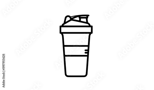 Gym Protein Shaker Bottle Line Icon For Sports Nutrition