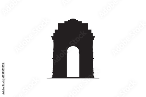 India Gate Vector Icons Set – Delhi Landmark Silhouettes, Outline & Solid Architecture Illustration Pack