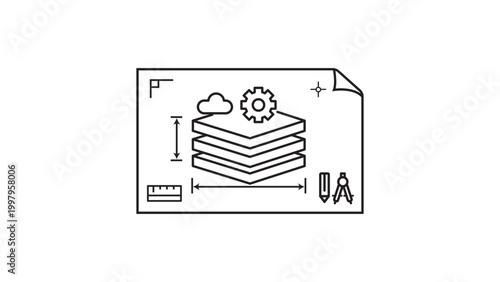 Tableau sur toile Platform Engineering Blueprint Vector Icon with Editable Stroke