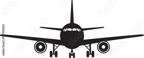 Airplane front view icon. Clipart image isolated on white background