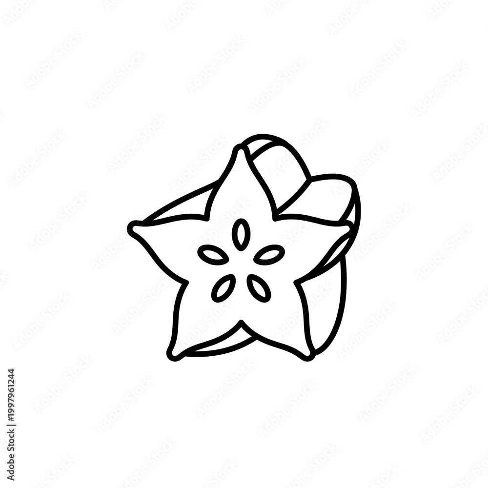 Obraz premium Starfruit Simple Line Drawing.