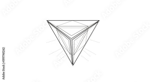 Abstract geometric minimalist design featuring nested triangular forms, creating a complex and symmetrical visual illusion of depth and mathematical precision