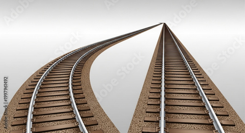 Two Train Tracks Converging Towards a Single Point.