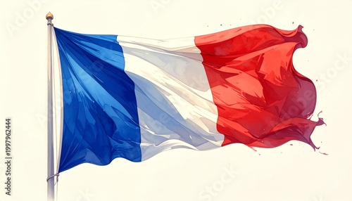 French tricolore flag waving